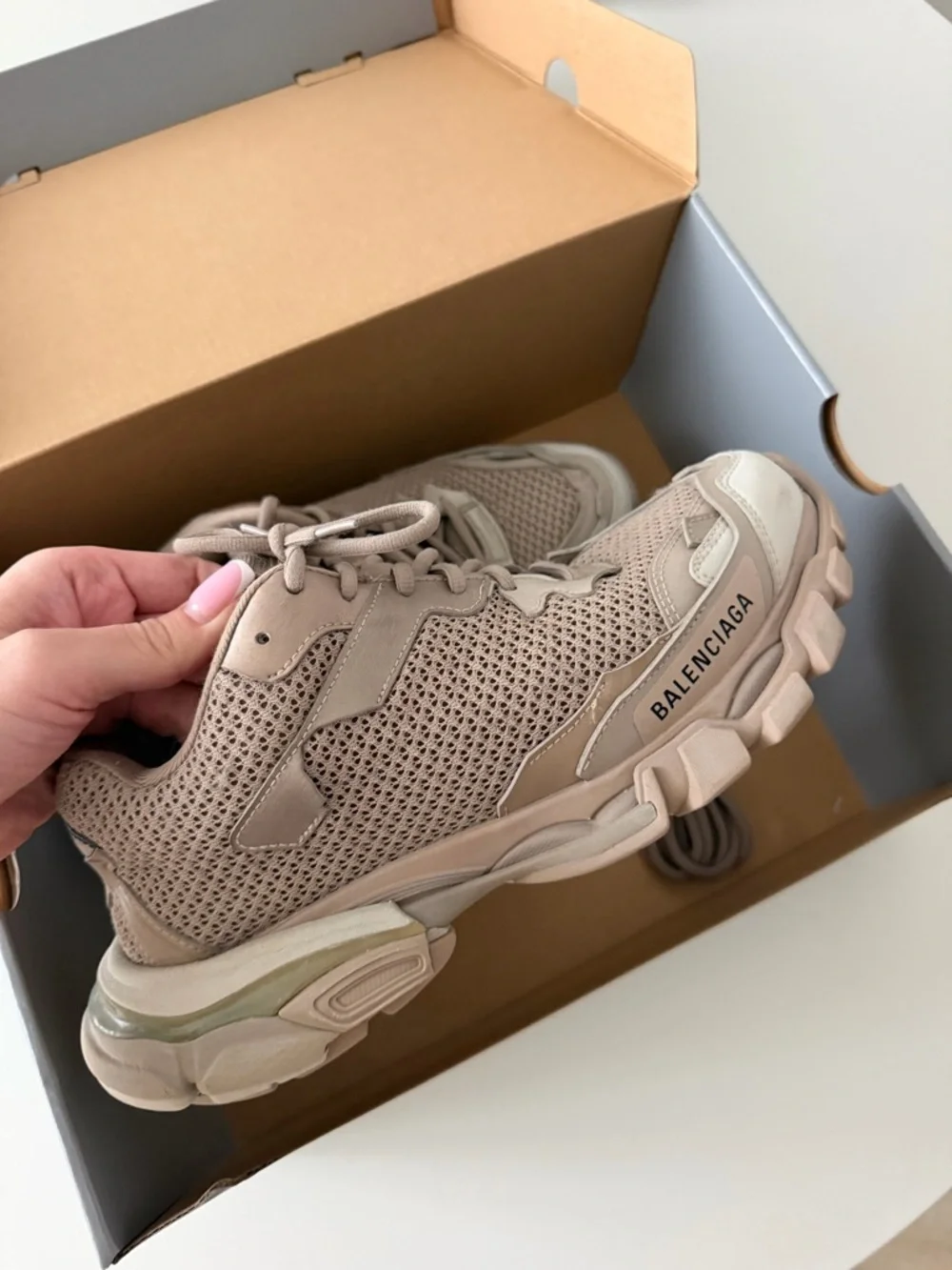 New. Balenciaga Beige/Taupe Track Trainer Sneakers - Picture 2 of 16